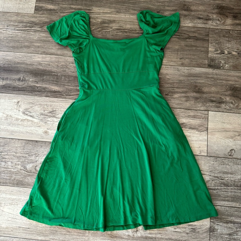 EUC boden square neck jersey mini dress green 4 small 2024 current tag - Picture 6 of 12